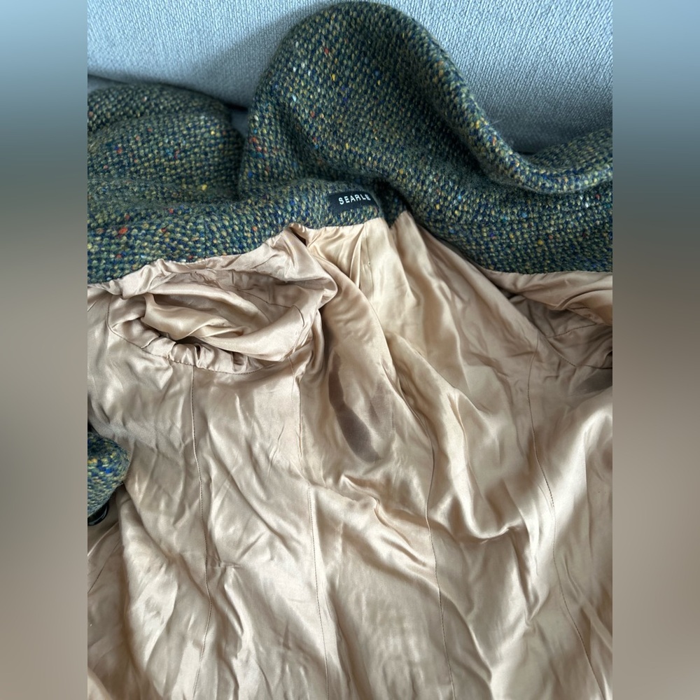Sold‼️Searle Vintage Irish Wool Herringbone Shawl Collar Green  Long Coat 12 - Picture 17 of 17